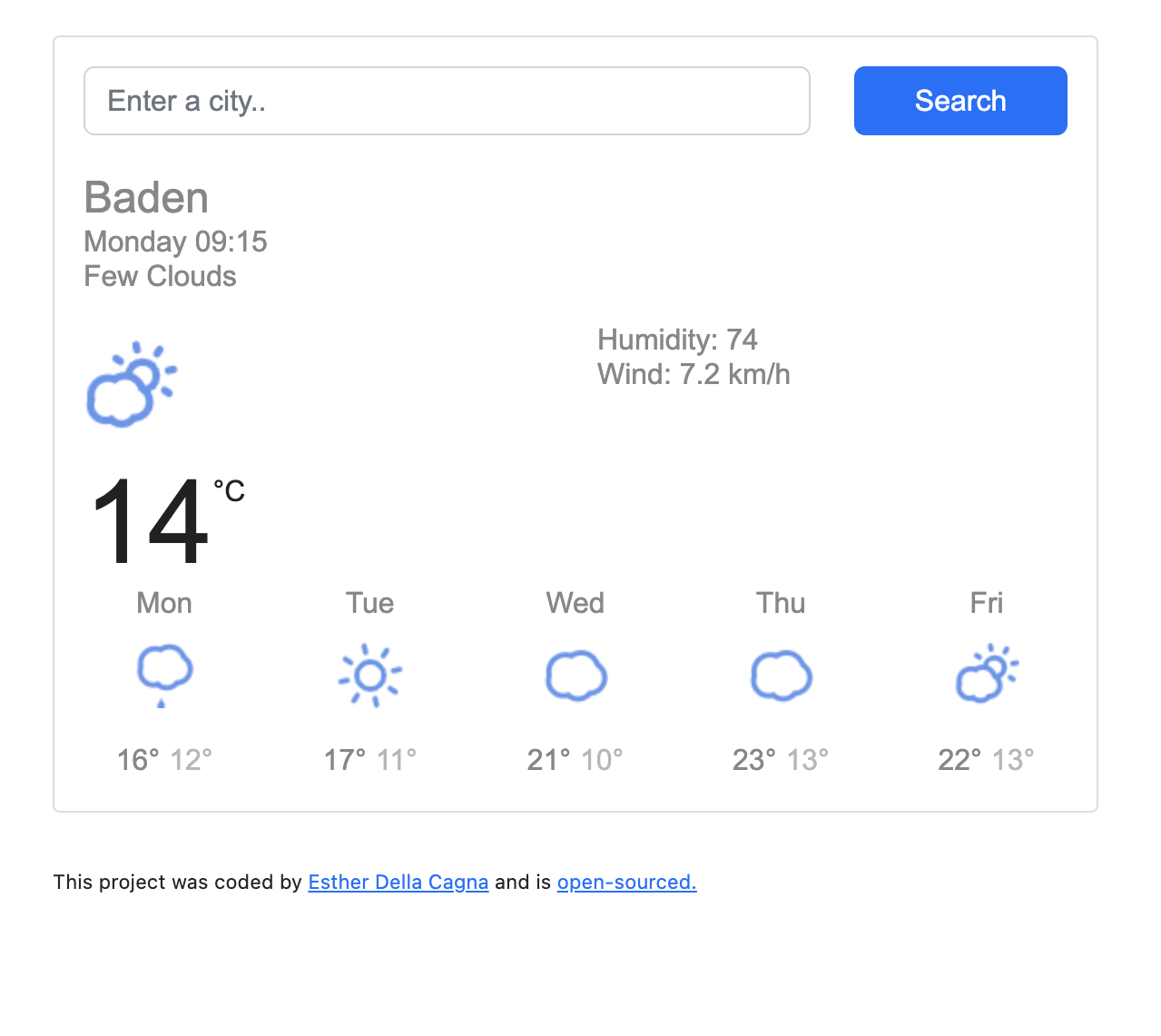 photo of React weather app